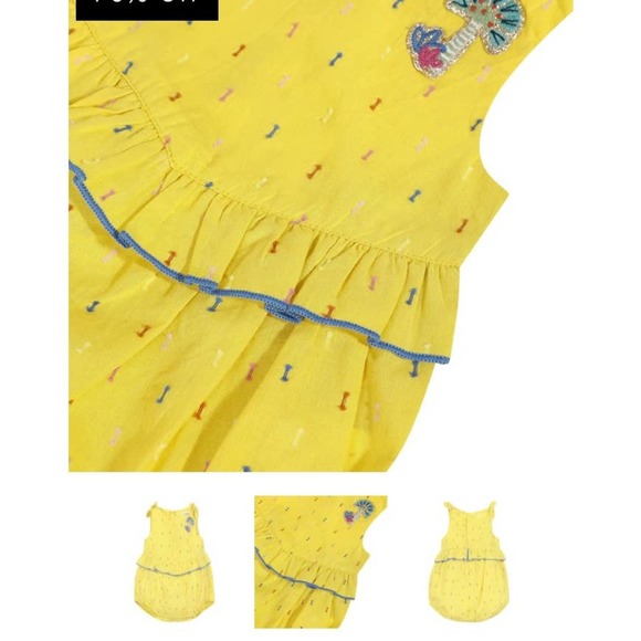 EUC Catimini Yellow dotted swiss romper sz: 12 mos - Picture 3 of 6